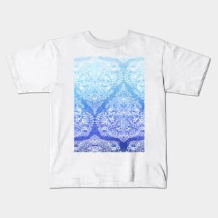 Out of the Blue - White Lace Doodle in Ombre Aqua and Cobalt Kids T-Shirt